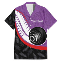 Personalised Aotearoa Lawn Bowls Family Matching Mermaid Dress and Hawaiian Shirt Maori and Silver Fern Sporty Style Purple Color LT03 Dad's Shirt - Short Sleeve Purple - Polynesian Pride