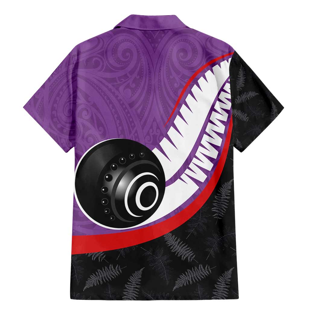 Personalised Aotearoa Lawn Bowls Family Matching Mermaid Dress and Hawaiian Shirt Maori and Silver Fern Sporty Style Purple Color LT03 - Polynesian Pride