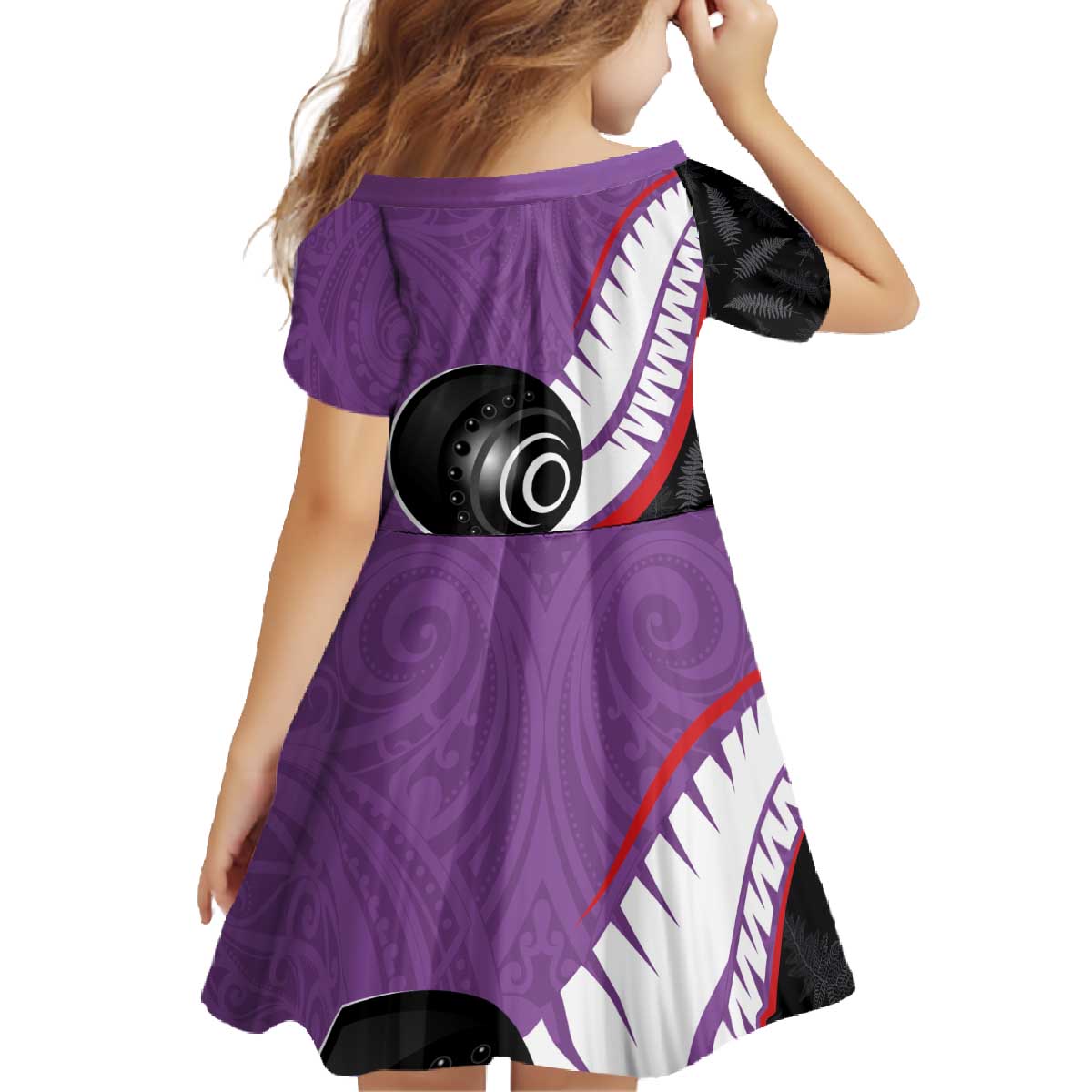 Personalised Aotearoa Lawn Bowls Family Matching Off The Shoulder Long Sleeve Dress and Hawaiian Shirt Maori and Silver Fern Sporty Style Purple Color LT03 - Polynesian Pride
