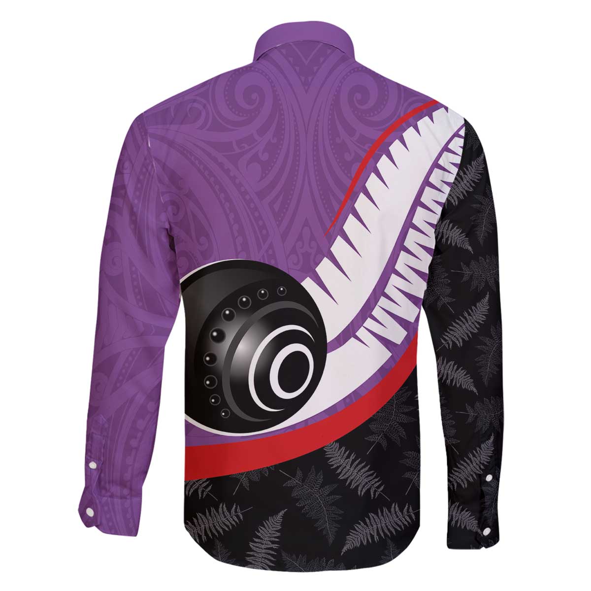 Personalised Aotearoa Lawn Bowls Family Matching Off The Shoulder Long Sleeve Dress and Hawaiian Shirt Maori and Silver Fern Sporty Style Purple Color LT03 - Polynesian Pride