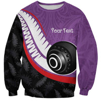 Personalised Aotearoa Lawn Bowls Sweatshirt Maori and Silver Fern Sporty Style Purple Color LT03 Unisex Purple - Polynesian Pride