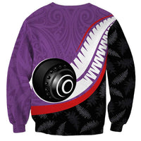 Personalised Aotearoa Lawn Bowls Sweatshirt Maori and Silver Fern Sporty Style Purple Color LT03 - Polynesian Pride