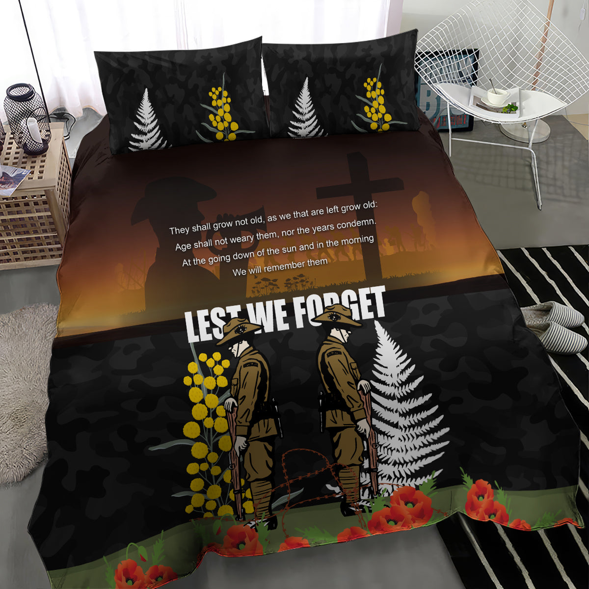 New Zealand and Australia ANZAC Day Bedding Set Soldier and Last Post Camouflage Pattern LT03 - Polynesian Pride