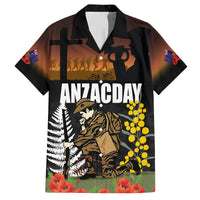 New Zealand and Australia ANZAC Day Family Matching Tank Maxi Dress and Hawaiian Shirt Soldier and Last Post Camouflage Pattern LT03 Dad's Shirt - Short Sleeve Black - Polynesian Pride