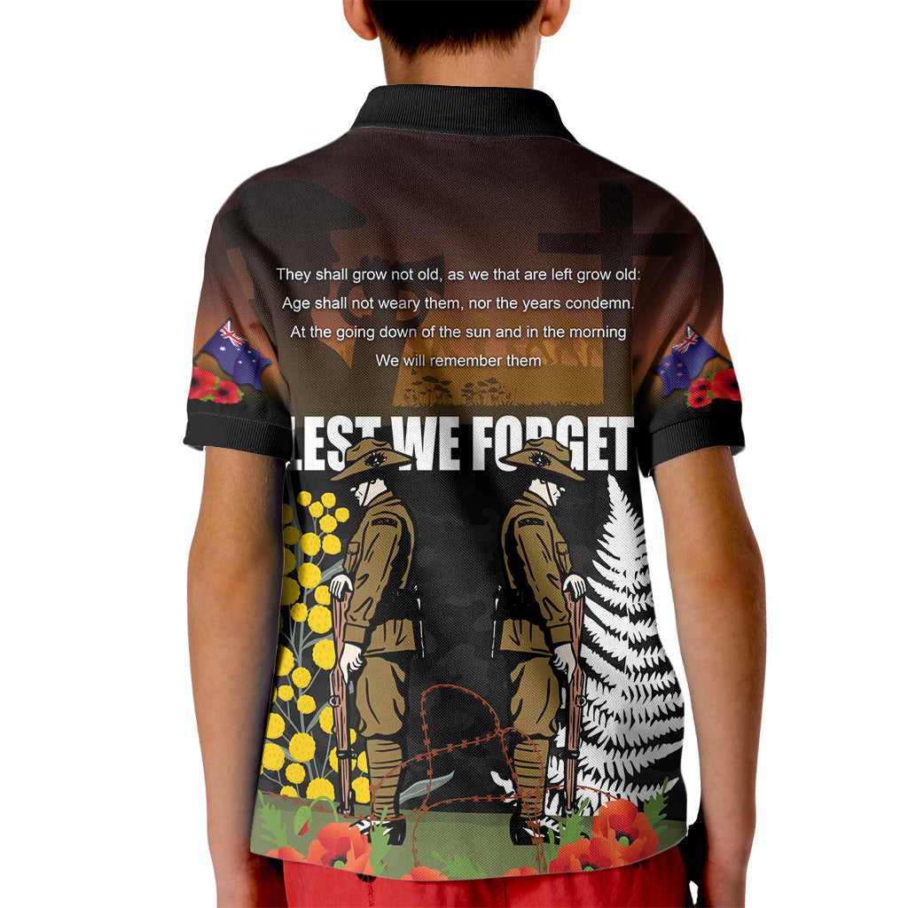 New Zealand and Australia ANZAC Day Kid Polo Shirt Soldier and Last Post Camouflage Pattern LT03 - Polynesian Pride