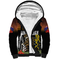 New Zealand and Australia ANZAC Day Sherpa Hoodie Soldier and Last Post Camouflage Pattern LT03 Unisex Black - Polynesian Pride