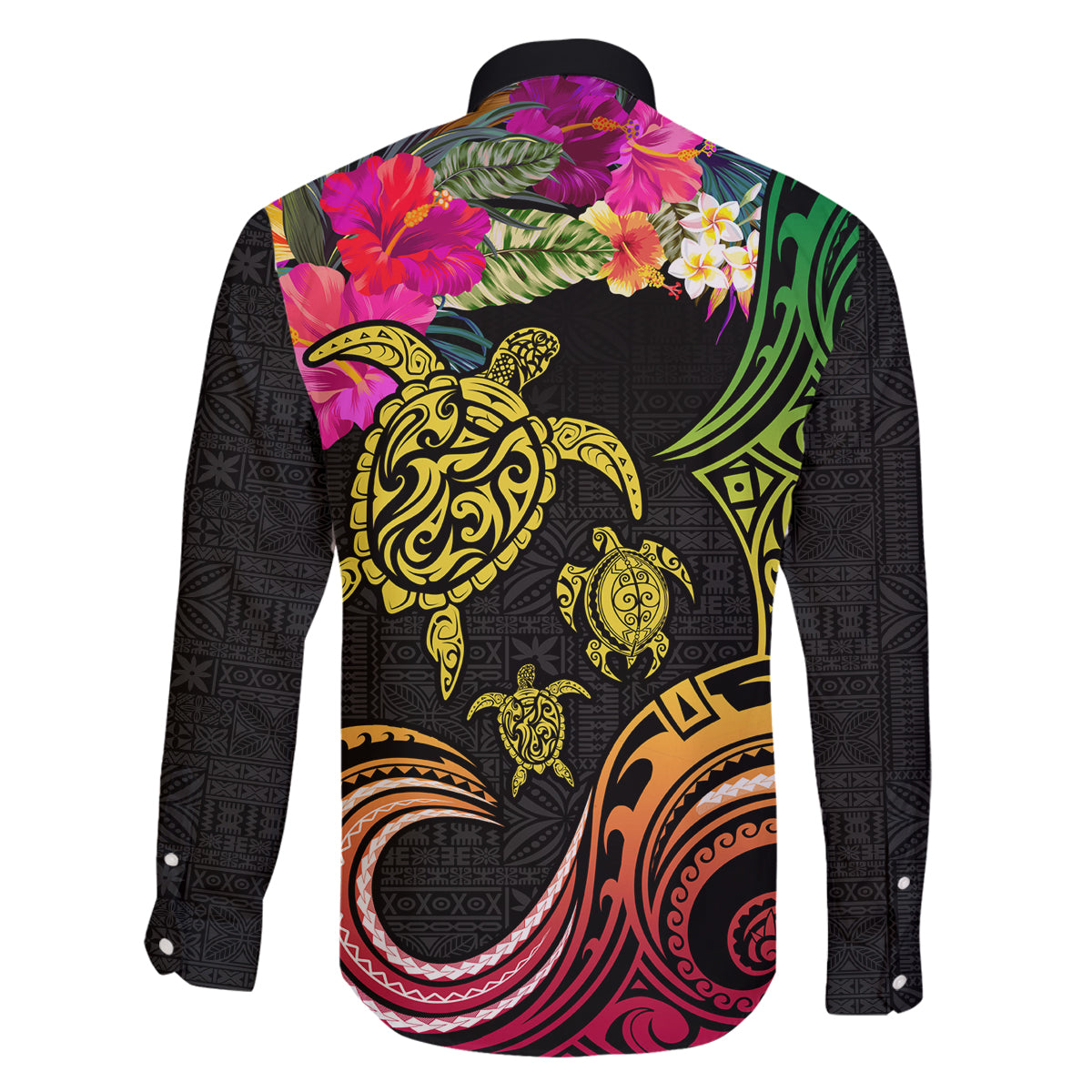 Hawaii Turtle Day Family Matching Mermaid Dress and Hawaiian Shirt Polynesian Tattoo and Hibiscus Flowers