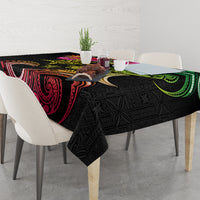 Hawaii Turtle Day Tablecloth Polynesian Tattoo and Hibiscus Flowers