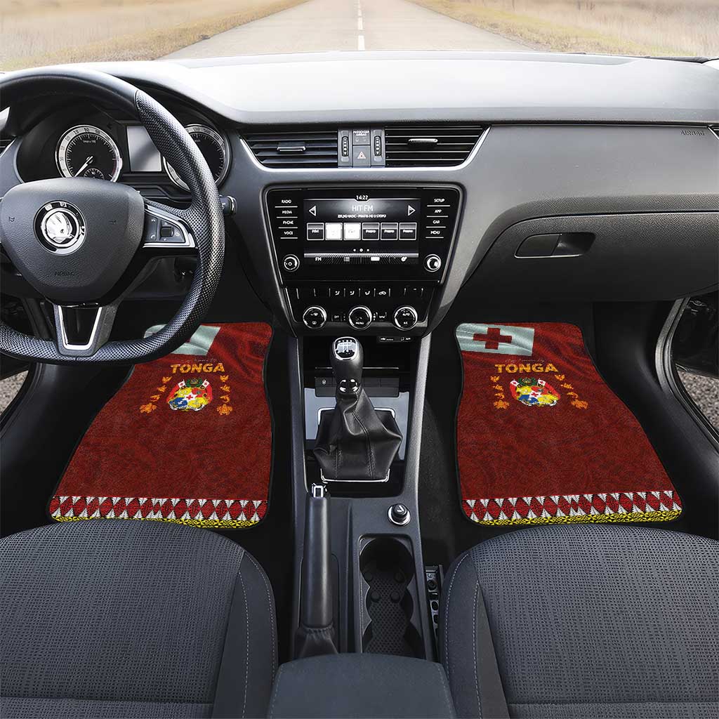 Tonga Independence Day Car Mats National Flag and Emblem with Ngatu Art Pattern