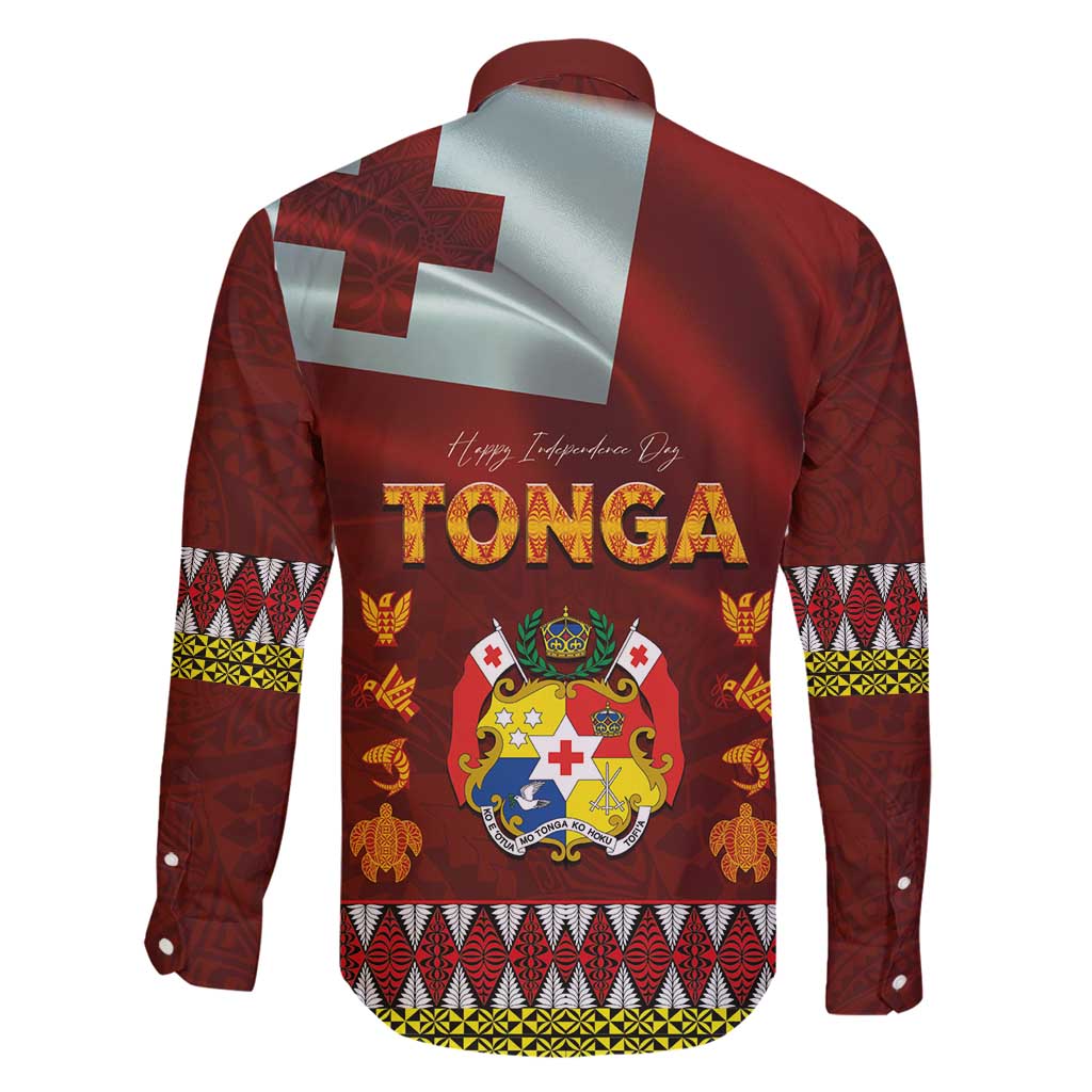 Tonga Independence Day Family Matching Off Shoulder Short Dress and Hawaiian Shirt National Flag and Emblem with Ngatu Art Pattern