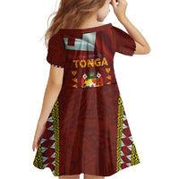 Tonga Independence Day Family Matching Summer Maxi Dress and Hawaiian Shirt National Flag and Emblem with Ngatu Art Pattern