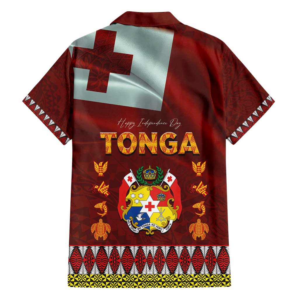 Tonga Independence Day Family Matching Summer Maxi Dress and Hawaiian Shirt National Flag and Emblem with Ngatu Art Pattern