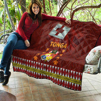 Tonga Independence Day Quilt National Flag and Emblem with Ngatu Art Pattern