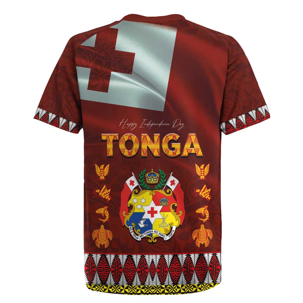 Tonga Independence Day Rugby Jersey National Flag and Emblem with Ngatu Art Pattern