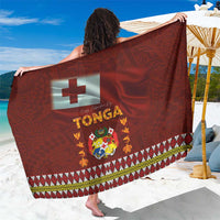 Tonga Independence Day Sarong National Flag and Emblem with Ngatu Art Pattern