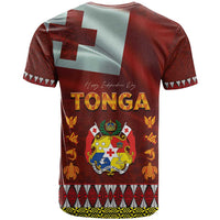 Tonga Independence Day T Shirt National Flag and Emblem with Ngatu Art Pattern