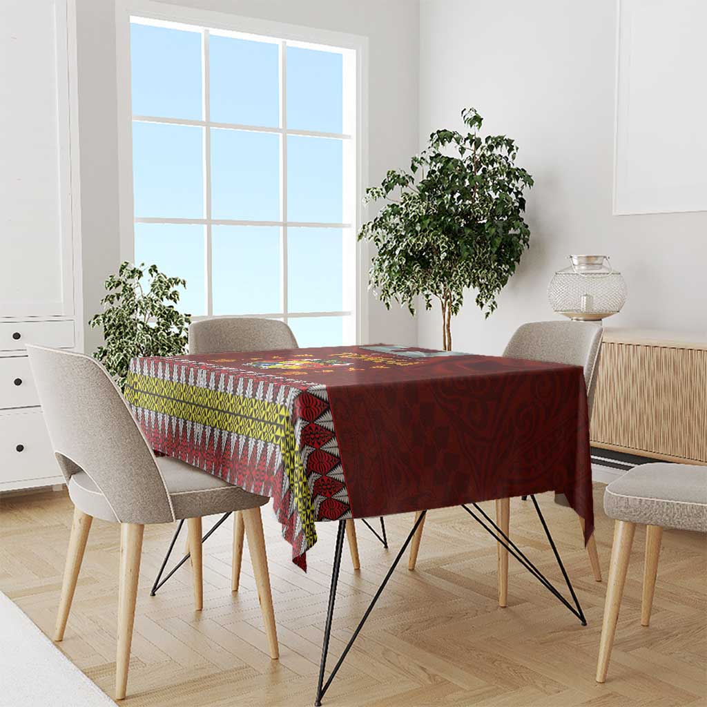 Tonga Independence Day Tablecloth National Flag and Emblem with Ngatu Art Pattern