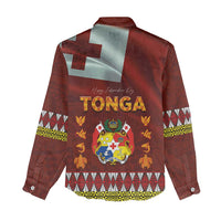 Tonga Independence Day Women Casual Shirt National Flag and Emblem with Ngatu Art Pattern