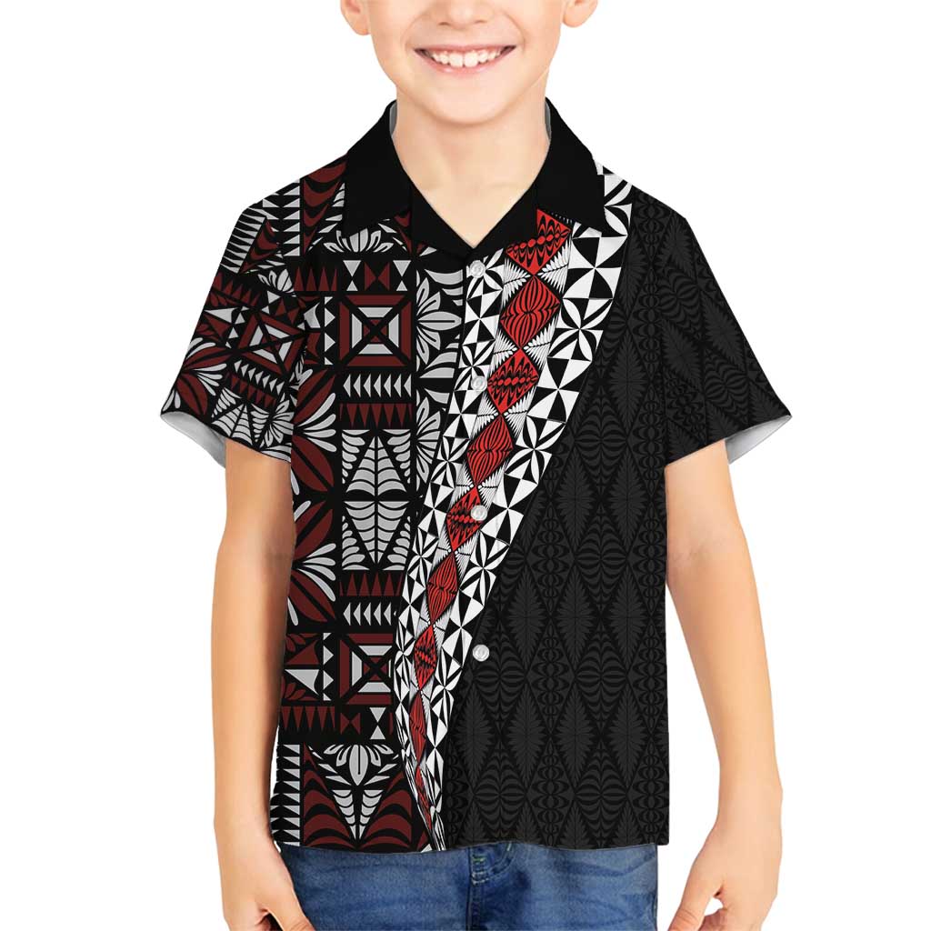 Tonga Ngatu Art Tattoo Polynesian Family Matching Long Sleeve Bodycon Dress and Hawaiian Shirt
