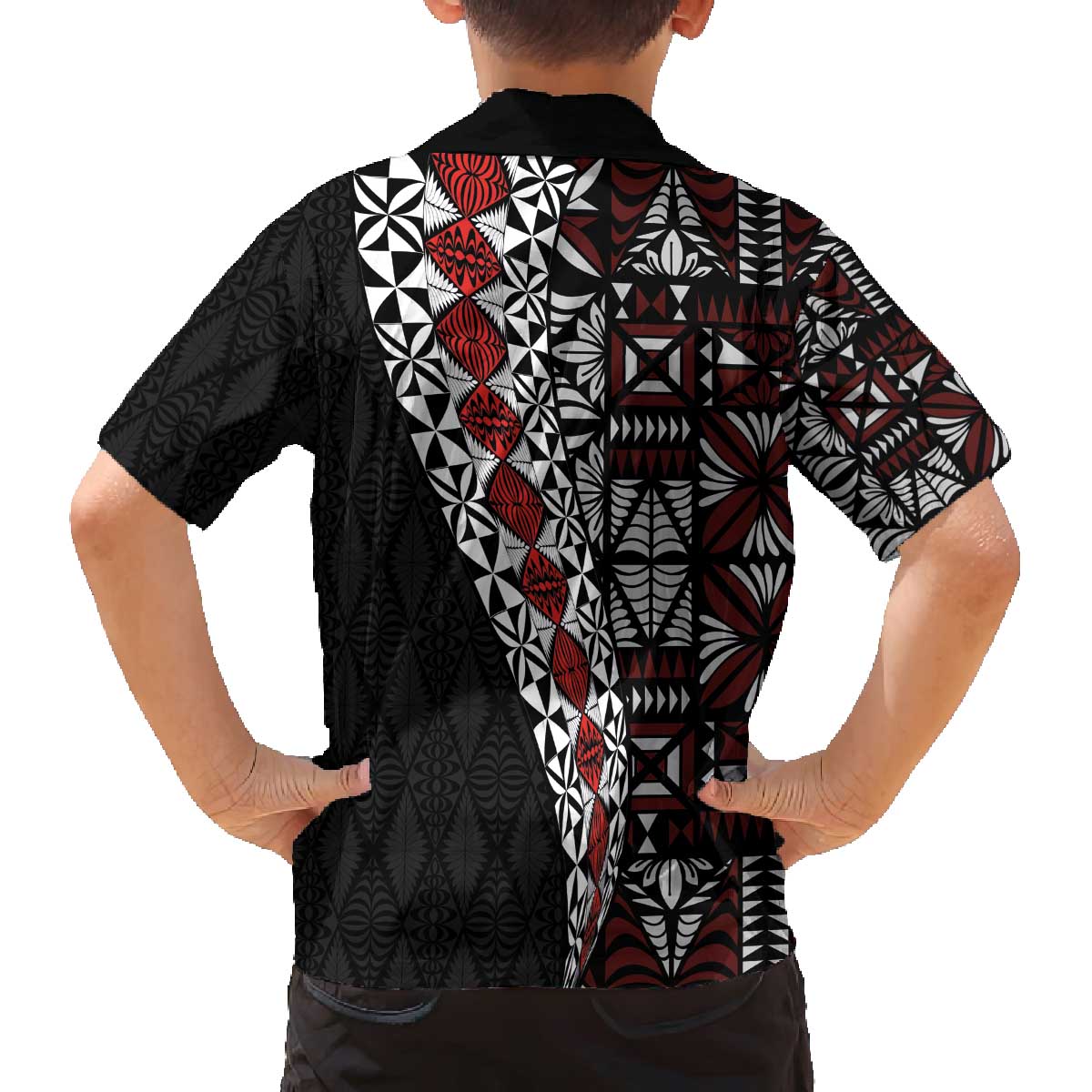 Tonga Ngatu Art Tattoo Polynesian Family Matching Off The Shoulder Long Sleeve Dress and Hawaiian Shirt