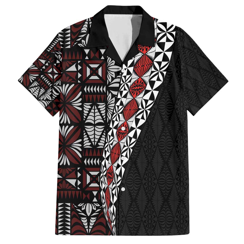 Tonga Ngatu Art Tattoo Polynesian Family Matching Puletasi and Hawaiian Shirt
