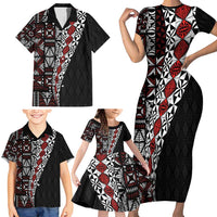 Tonga Ngatu Art Tattoo Polynesian Family Matching Short Sleeve Bodycon Dress and Hawaiian Shirt