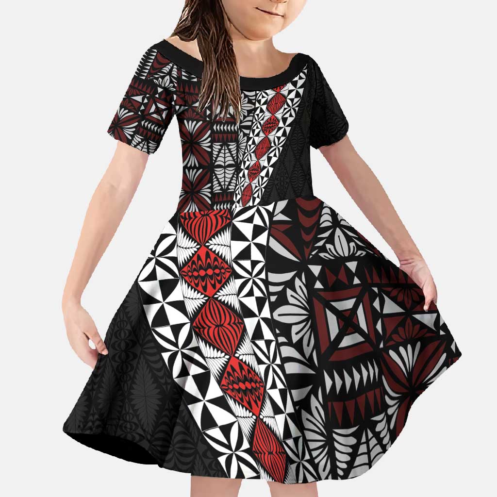 Tonga Ngatu Art Tattoo Polynesian Family Matching Tank Maxi Dress and Hawaiian Shirt