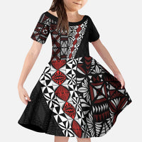 Tonga Ngatu Art Tattoo Polynesian Kid Short Sleeve Dress