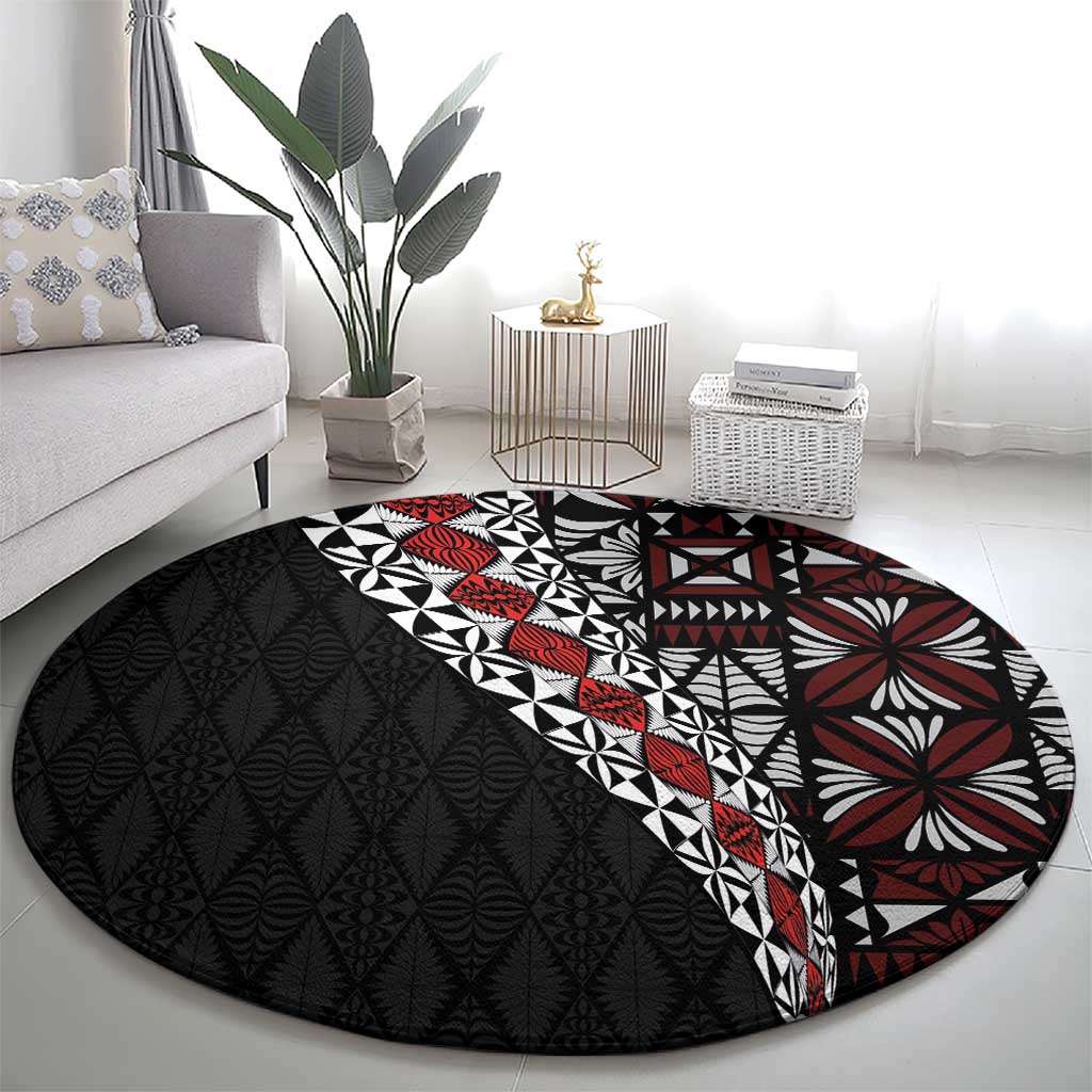 Tonga Ngatu Art Tattoo Polynesian Round Carpet