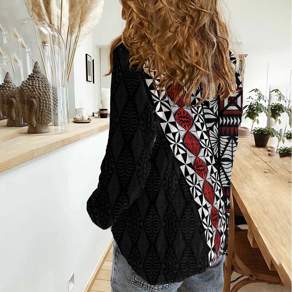 Tonga Ngatu Art Tattoo Polynesian Women Casual Shirt