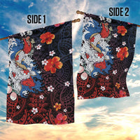 Hawaiian and Japanese Together Garden Flag Hibiscus and Koi Fish Polynesian Pattern Colorful Style LT03 - Polynesian Pride