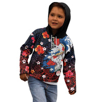 Hawaiian and Japanese Together Kid Hoodie Hibiscus and Koi Fish Polynesian Pattern Colorful Style LT03 - Polynesian Pride