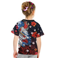 Hawaiian and Japanese Together Kid T Shirt Hibiscus and Koi Fish Polynesian Pattern Colorful Style LT03 - Polynesian Pride