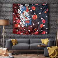 Hawaiian and Japanese Together Tapestry Hibiscus and Koi Fish Polynesian Pattern Colorful Style LT03 - Polynesian Pride