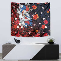 Hawaiian and Japanese Together Tapestry Hibiscus and Koi Fish Polynesian Pattern Colorful Style LT03 - Polynesian Pride