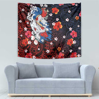 Hawaiian and Japanese Together Tapestry Hibiscus and Koi Fish Polynesian Pattern Colorful Style LT03 - Polynesian Pride
