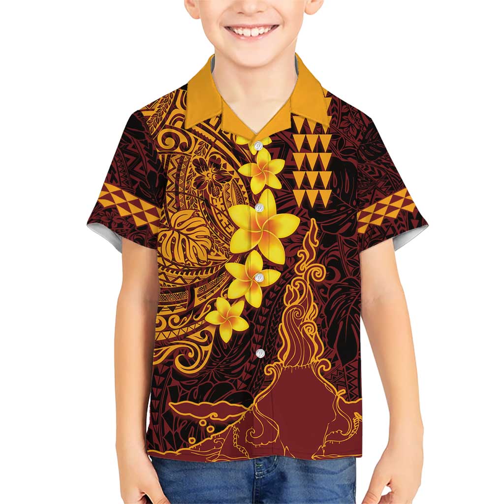 Hawaii Volcano Kid Hawaiian Shirt Polynesian and Kakau Pattern LT03 Kid Red - Polynesian Pride
