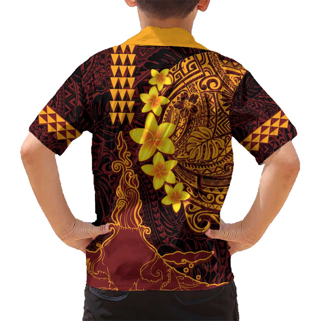 Hawaii Volcano Kid Hawaiian Shirt Polynesian and Kakau Pattern LT03 - Polynesian Pride