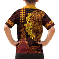 Hawaii Volcano Kid Hawaiian Shirt Polynesian and Kakau Pattern LT03 - Polynesian Pride