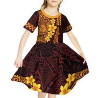 Hawaii Volcano Kid Short Sleeve Dress Polynesian and Kakau Pattern LT03 - Polynesian Pride