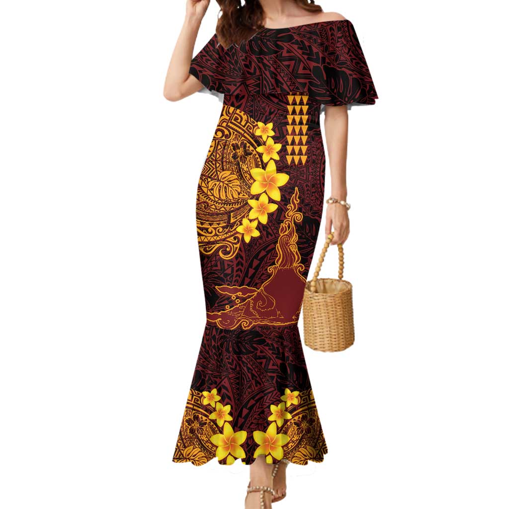 Hawaii Volcano Mermaid Dress Polynesian and Kakau Pattern LT03 Women Red - Polynesian Pride