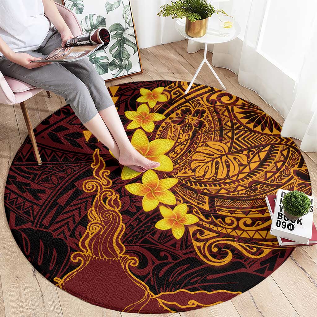 Hawaii Volcano Round Carpet Polynesian and Kakau Pattern LT03 - Polynesian Pride