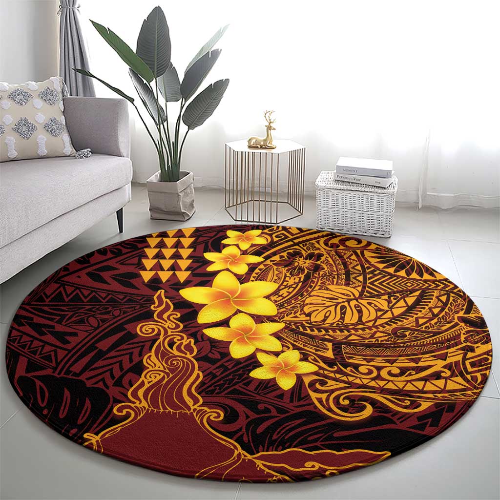 Hawaii Volcano Round Carpet Polynesian and Kakau Pattern LT03 - Polynesian Pride