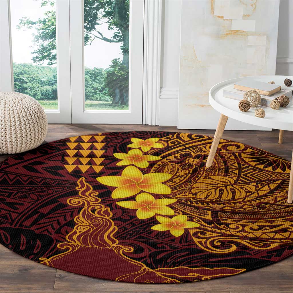 Hawaii Volcano Round Carpet Polynesian and Kakau Pattern LT03 - Polynesian Pride