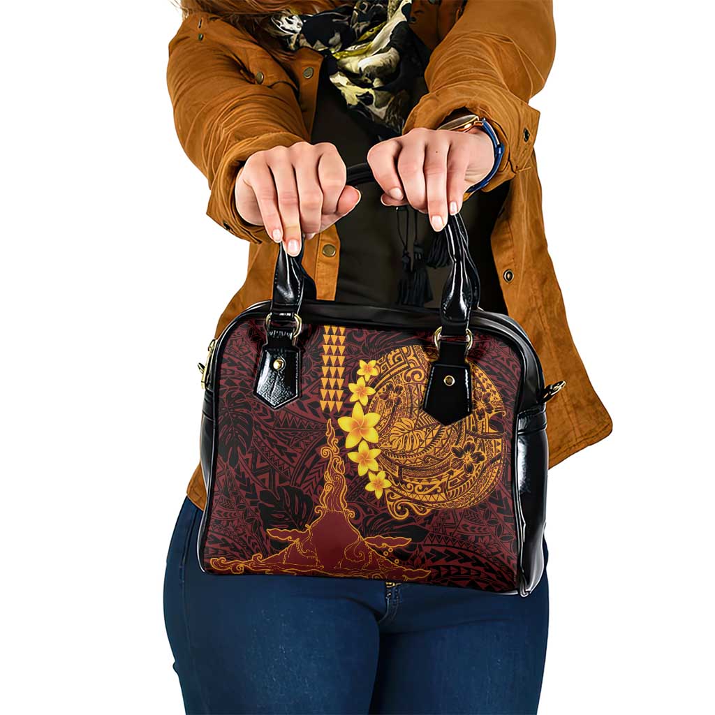 Hawaii Volcano Shoulder Handbag Polynesian and Kakau Pattern