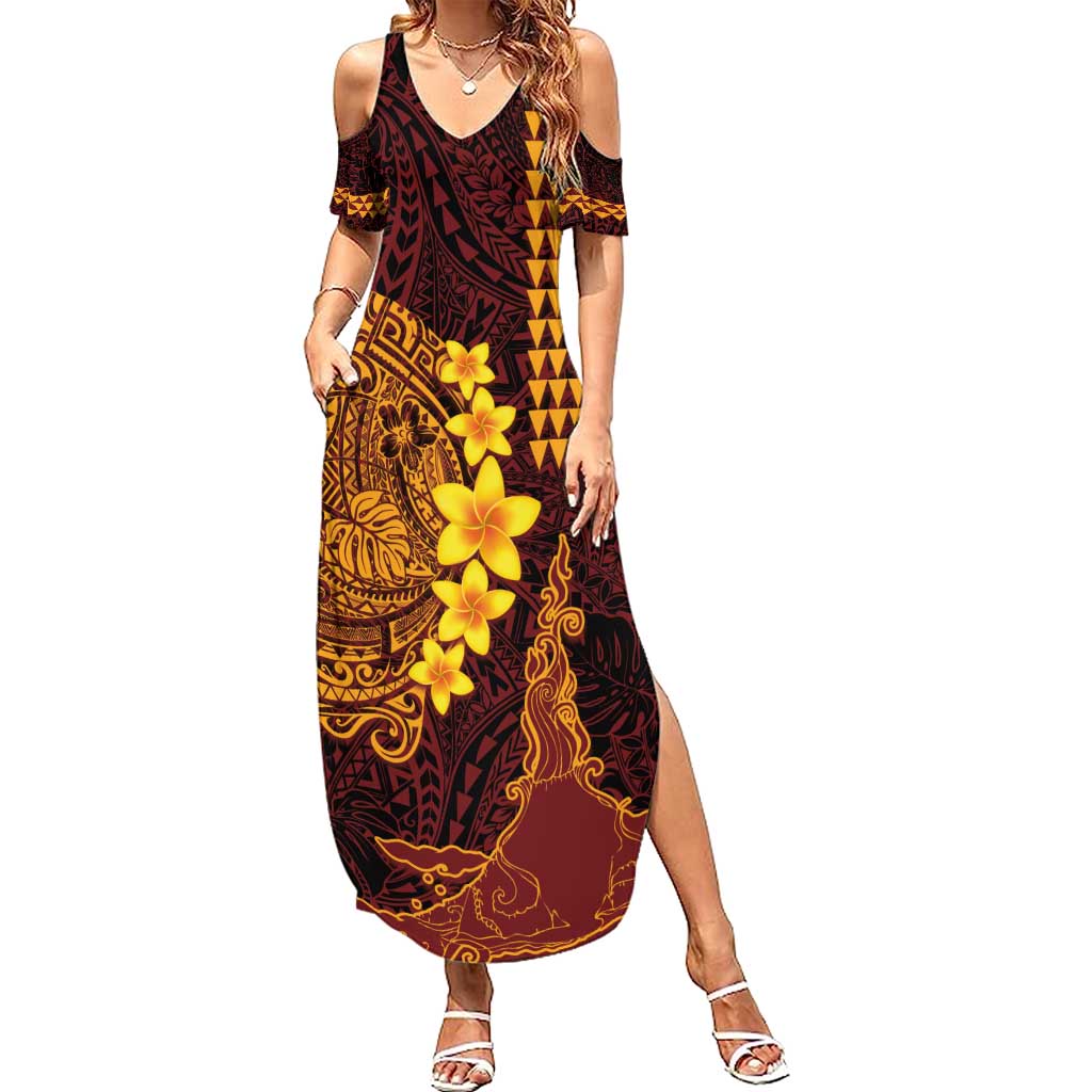 Hawaii Volcano Summer Maxi Dress Polynesian and Kakau Pattern LT03 Women Red - Polynesian Pride