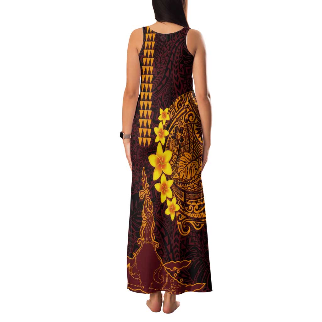 Hawaii Volcano Tank Maxi Dress Polynesian and Kakau Pattern LT03 - Polynesian Pride