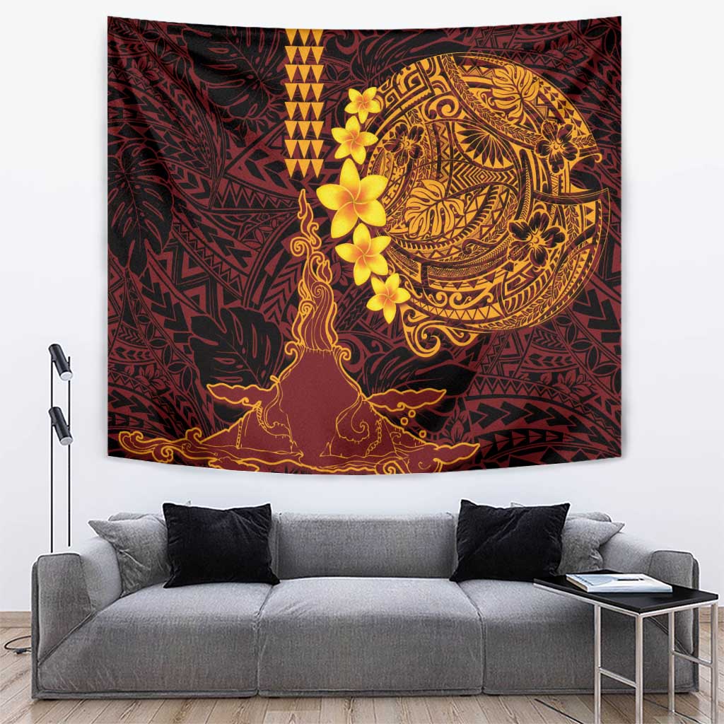 Hawaii Volcano Tapestry Polynesian and Kakau Pattern LT03 Red - Polynesian Pride
