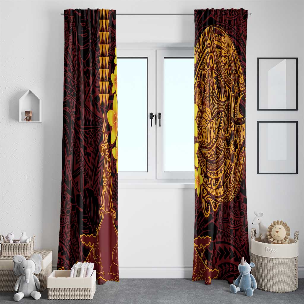 Hawaii Volcano Window Curtain Polynesian and Kakau Pattern