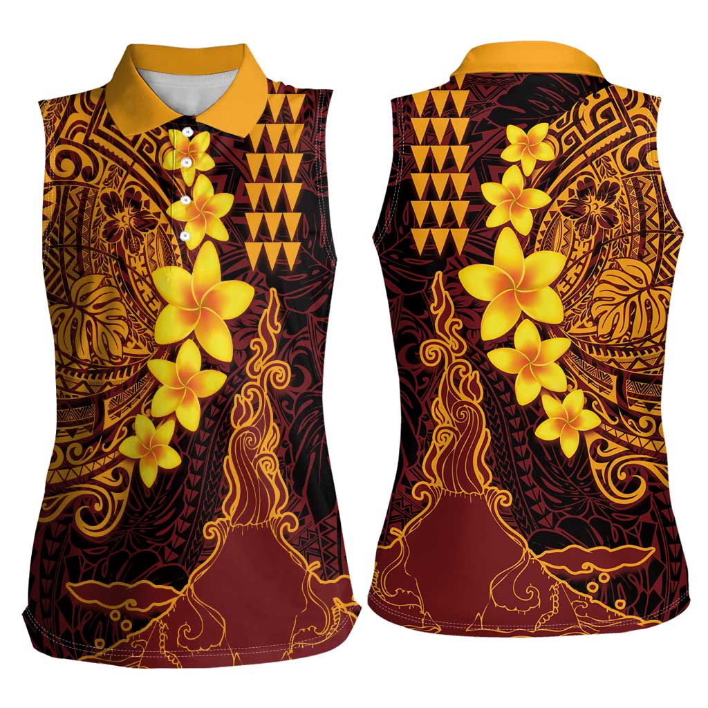 Hawaii Volcano Women Sleeveless Polo Shirt Polynesian and Kakau Pattern LT03 - Polynesian Pride